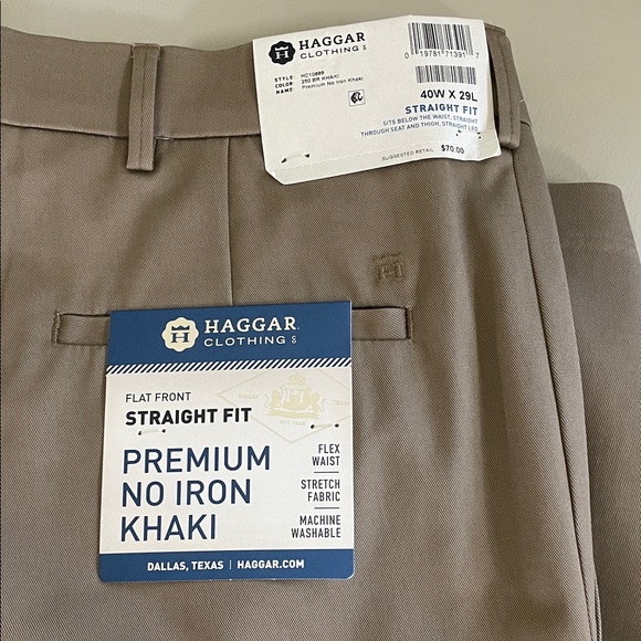 Haggar Men's Premium No Iron Khaki Pants - Picture 1 of 5